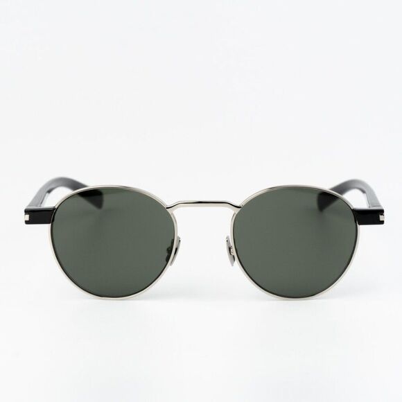 NEW Saint Laurent SL707 001 Silver Havana Grey Oval Unisex Sunglasses - Picture 4 of 12